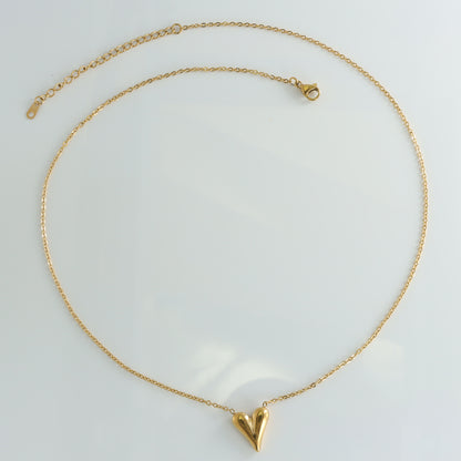 Elegant Gold O-Chain Necklace with Heart-shaped Pendant
