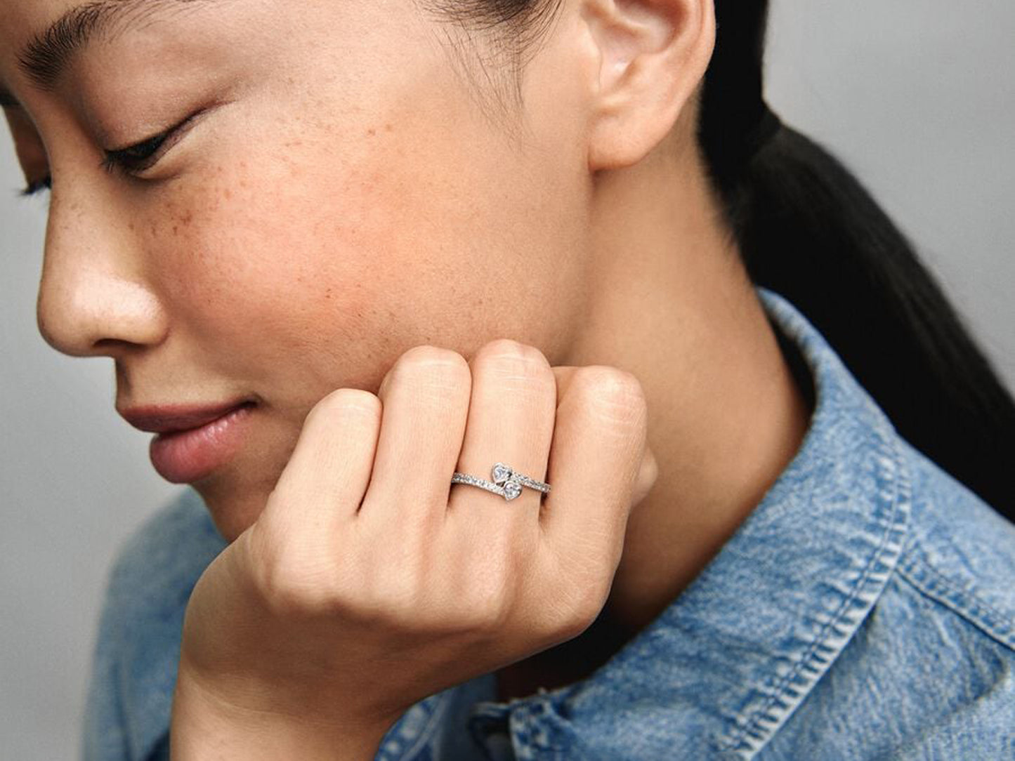 Two Sparkling Hearts Ring