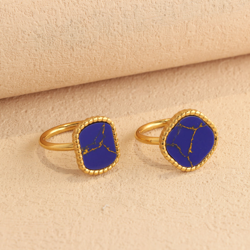 Square Blue Mother of Pearl Ring