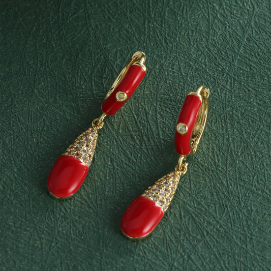 Vintage Style Red Copper Earrings