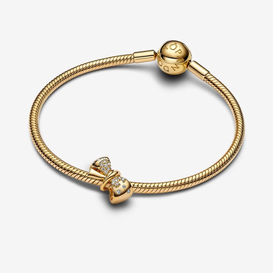Gold Sparkling Bow Charm