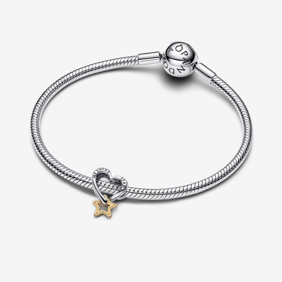 Lucky Star & Heart Mixed-Metal Charm
