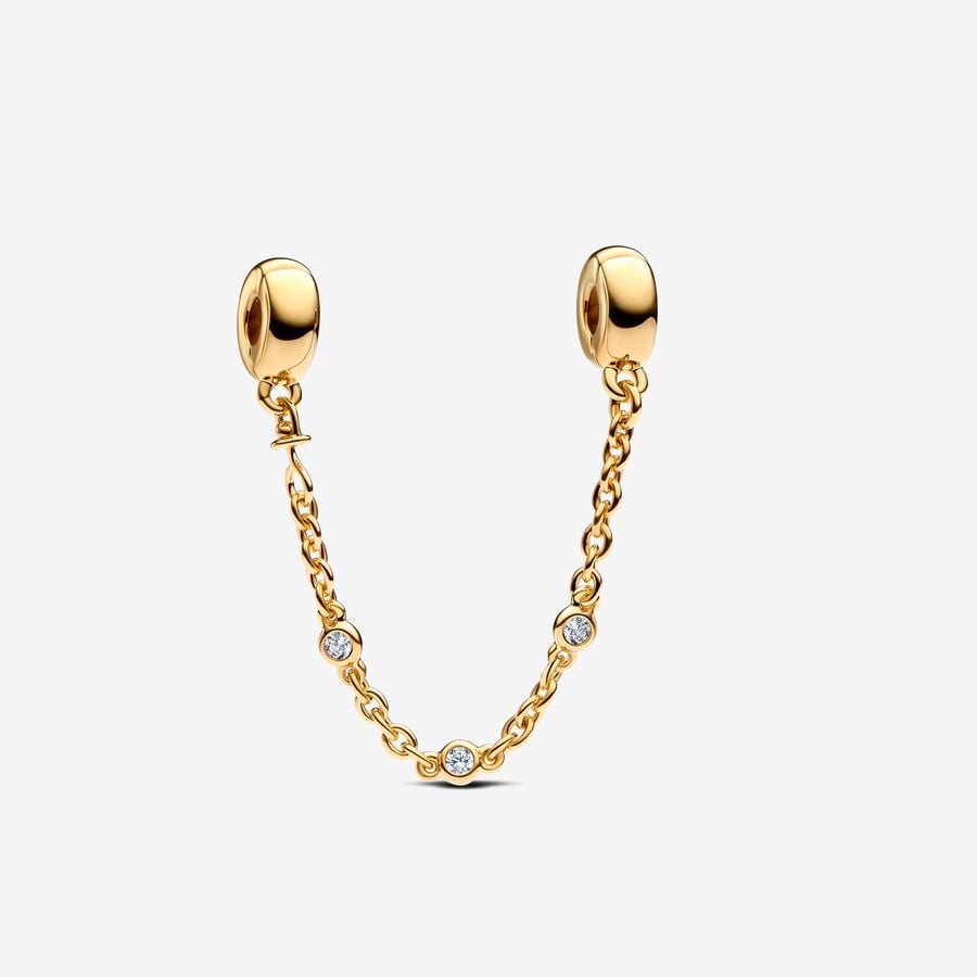 Sparkling CZ Stones Safety Chain Charm