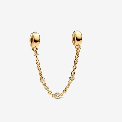 Sparkling CZ Stones Safety Chain Charm