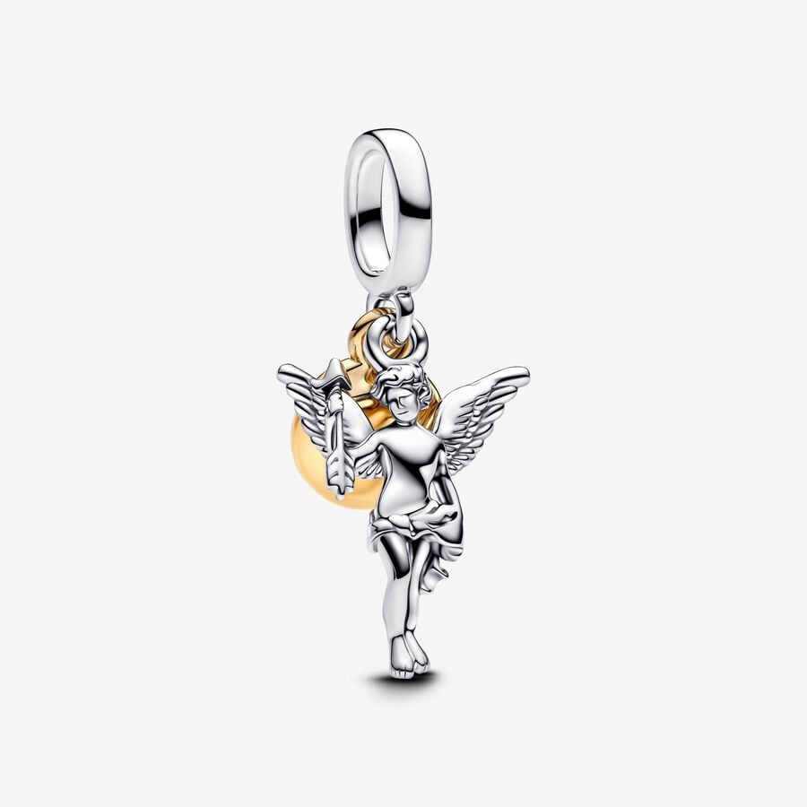 Winged Cupid Charm Silver