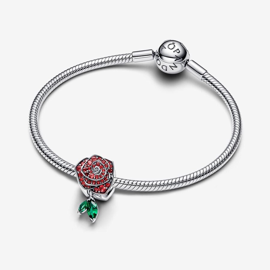 Crystal Rose Flower Charm