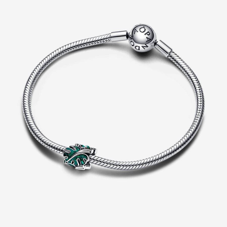 Leaves Charm Glittery Enamel