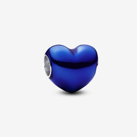 Metallic Blue Heart Charm