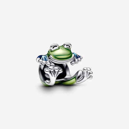 Blue-Green Enamel Frog Charm