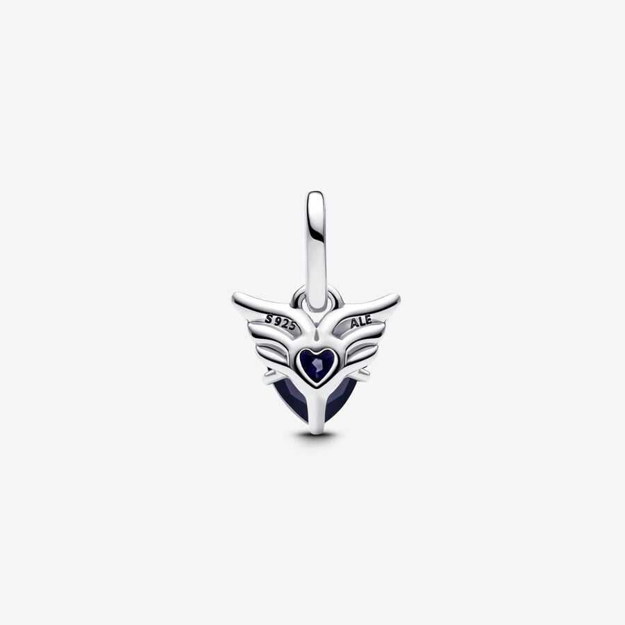 Crystal Heart Charm Silver Wings