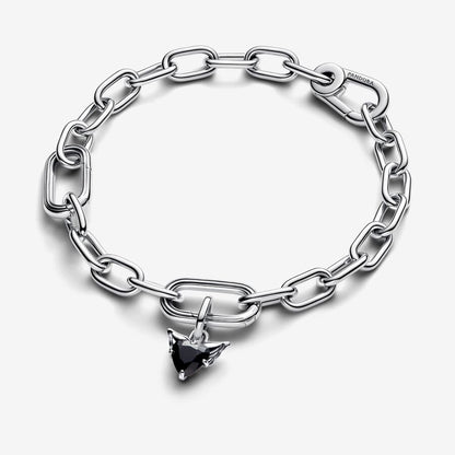 Crystal Heart Charm Silver Wings