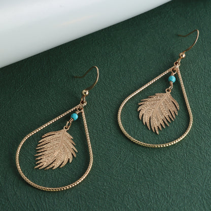 Geometric Feather Pendant Earrings