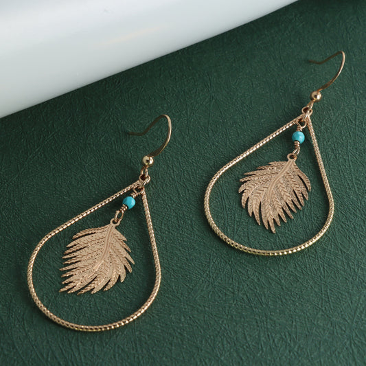 Geometric Feather Pendant Earrings