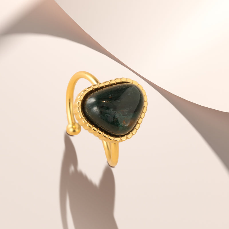 Green Aquamarine Love Symbol Ring