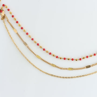 Layered Stainless Steel and Rice Bead Bracelet