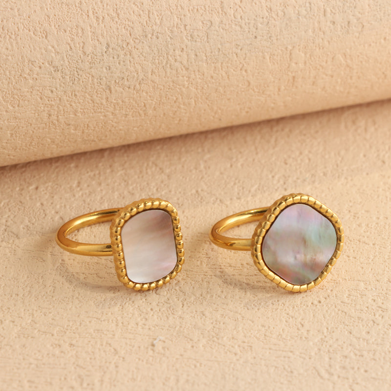 Elegant Grey Mother of Pearl Inlaid Ring