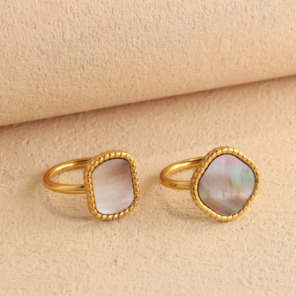 Elegant Grey Mother of Pearl Inlaid Ring