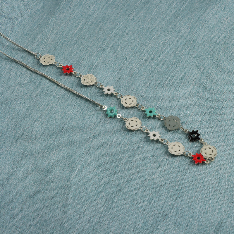 Stylish Chopin Necklace with Flower and Star Charms