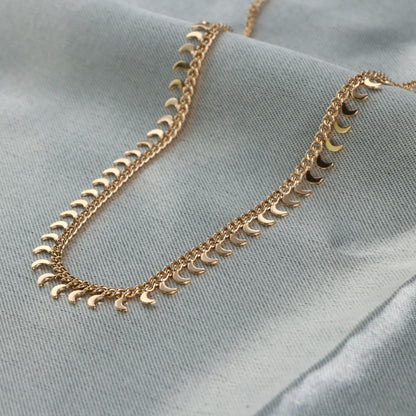Rose Gold Chopin Chain with Moon Charm