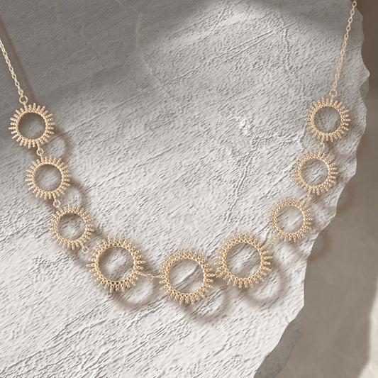 Rose Gold O-Chain Jewelry with Sunflower Pendant