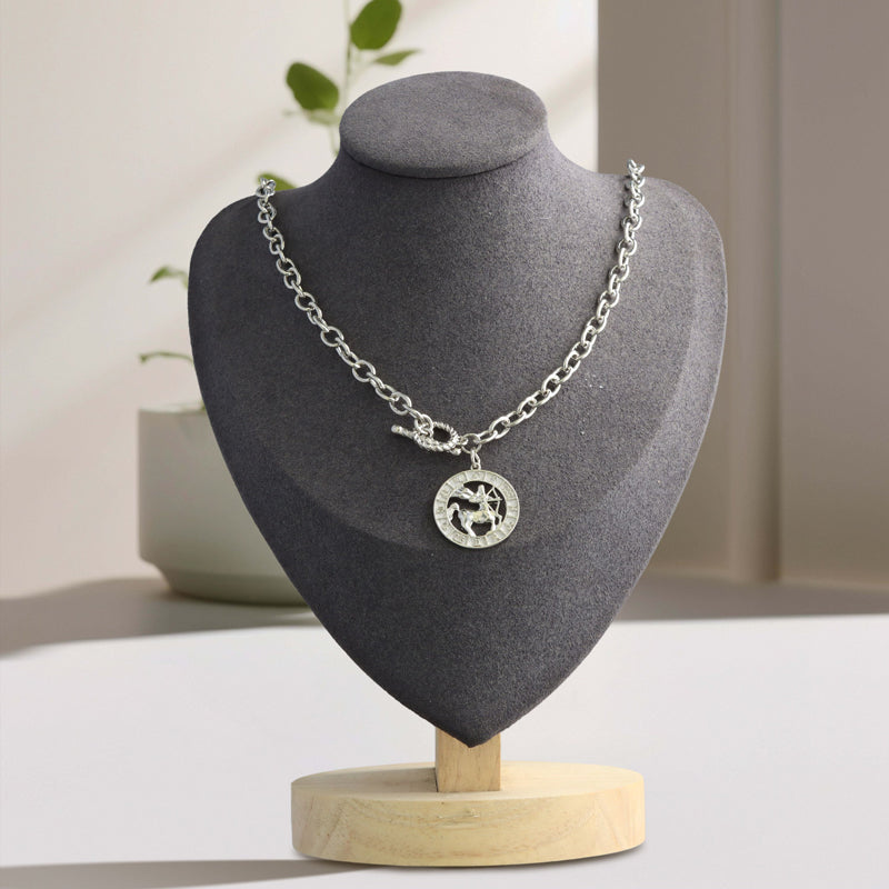Silver O-Chain Sagittarius Pendant Necklace