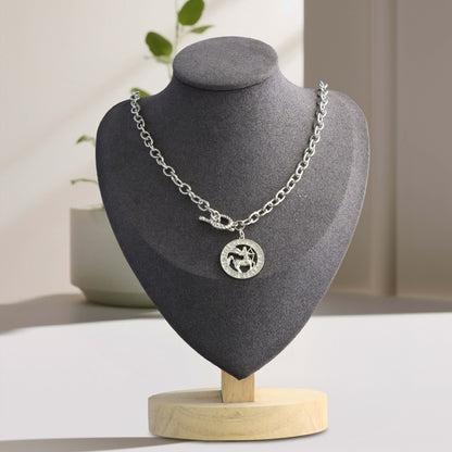Silver O-Chain Sagittarius Pendant Necklace