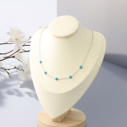 Minimalist Blue Stone O-Chain Necklace