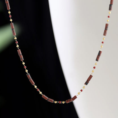 O-Chain Necklace with Unique Rice Bead Design