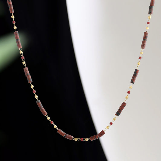 O-Chain Necklace with Unique Rice Bead Design