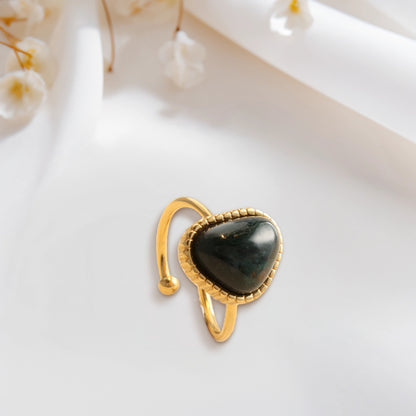 Green Aquamarine Love Symbol Ring