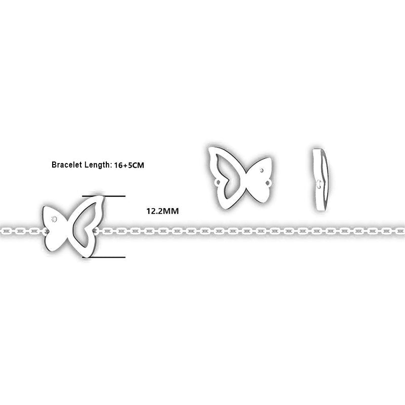 925 Sterling Silver Openwork Butterfly Bracelet - Unique Dainty Women's Jewelry
