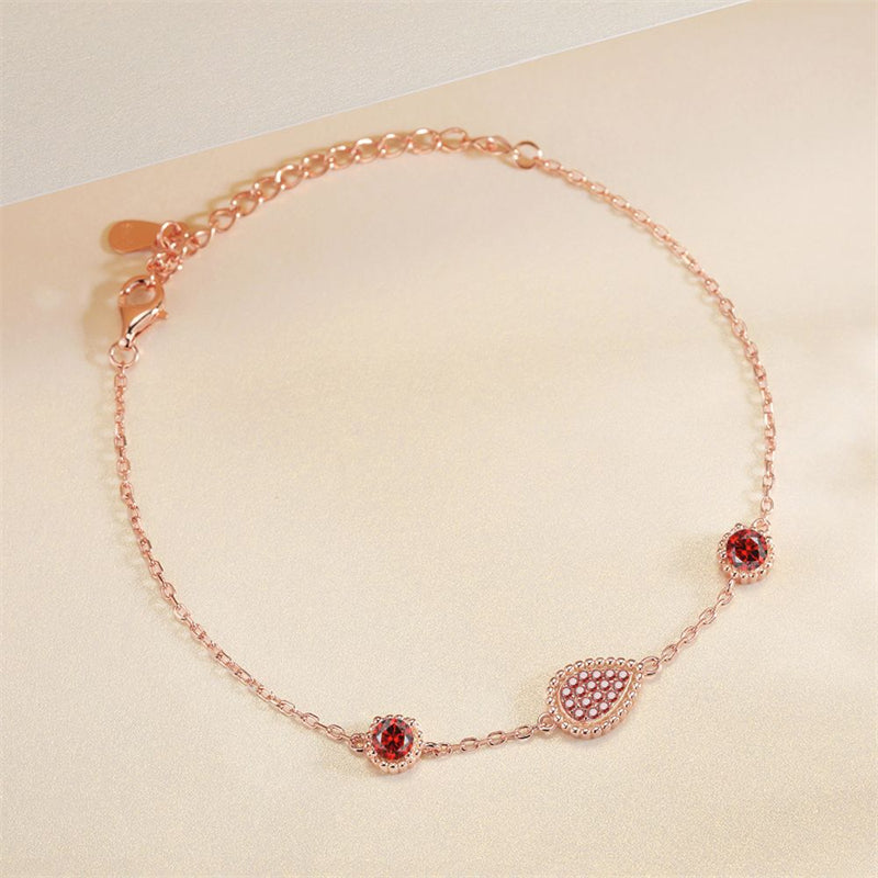925 Rose Gold Plated Silver Bracelet - Elegant Teardrop & Star Design
