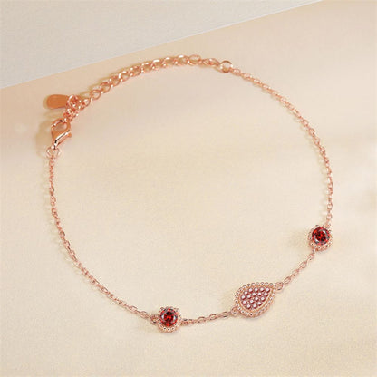 925 Rose Gold Plated Silver Bracelet - Elegant Teardrop & Star Design