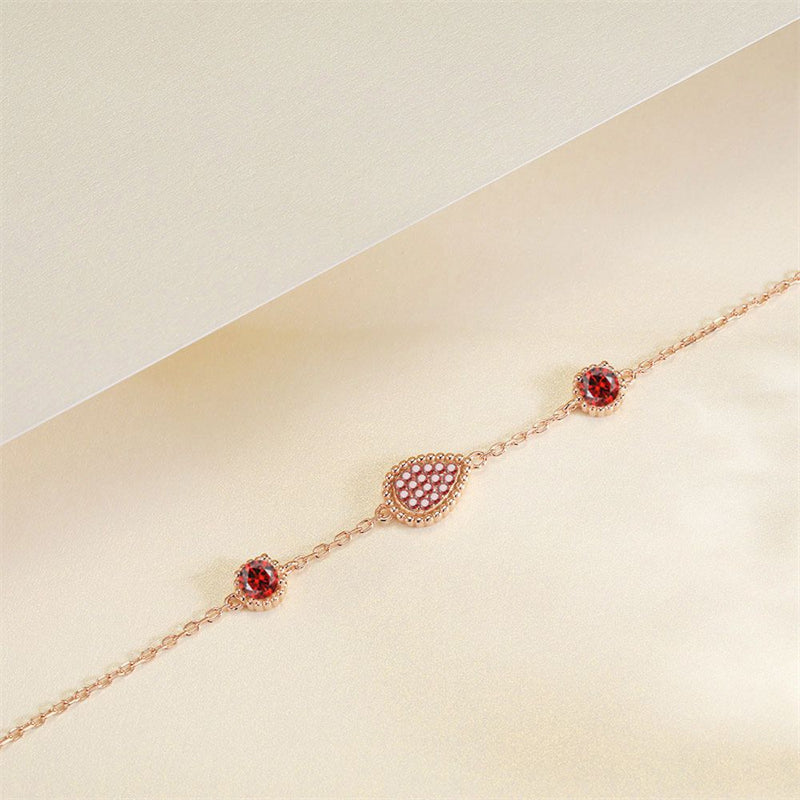 925 Rose Gold Plated Silver Bracelet - Elegant Teardrop & Star Design