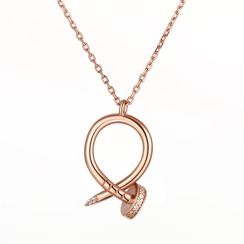 925 Rose Gold Plated Sterling Silver Pendant Necklace - Elegant Geometric Collarbone Chain