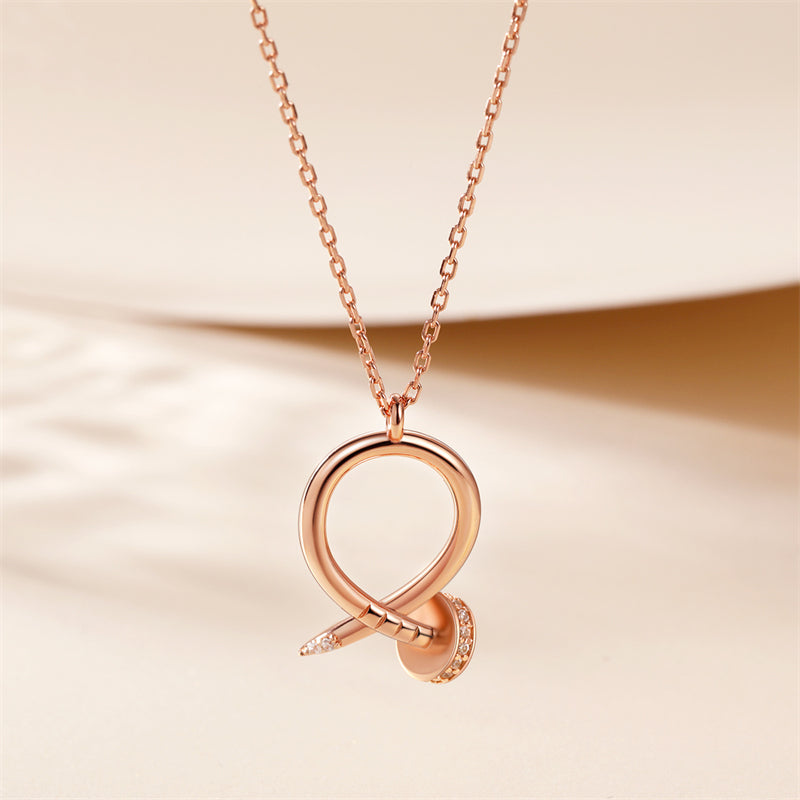 925 Rose Gold Plated Sterling Silver Pendant Necklace - Elegant Geometric Collarbone Chain