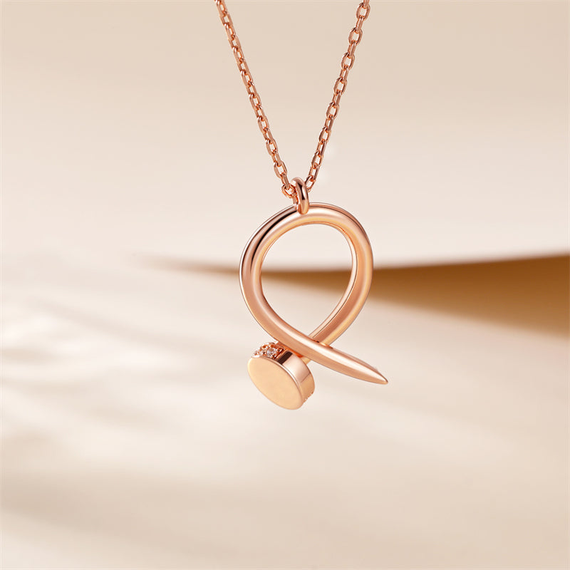 925 Rose Gold Plated Sterling Silver Pendant Necklace - Elegant Geometric Collarbone Chain