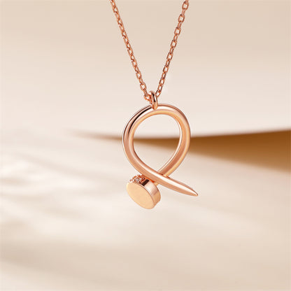 925 Rose Gold Plated Sterling Silver Pendant Necklace - Elegant Geometric Collarbone Chain