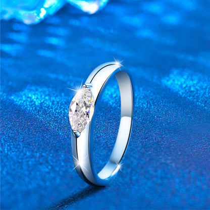 925 Silver Beveled Square Geometric Ring with 0.5ct Moissanite Rhodium Plated Women's Jewelry Size 5-8