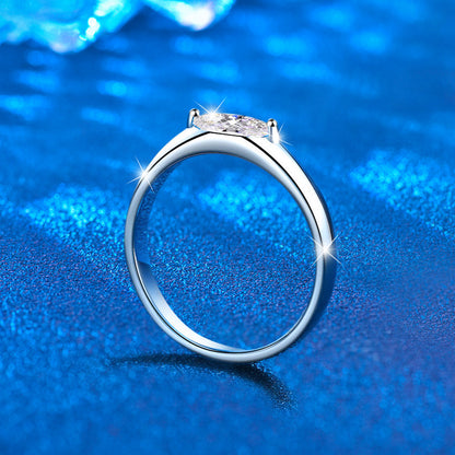 925 Silver Beveled Square Geometric Ring with 0.5ct Moissanite Rhodium Plated Women's Jewelry Size 5-8