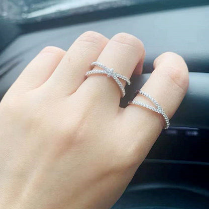 925 Silver Bow Ring with White Zircon Electroplated Minimalist Jewelry for Women Size 6-9