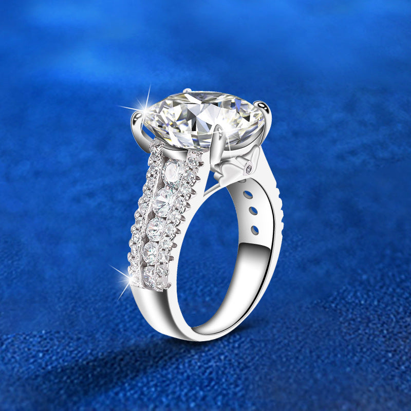 925 Silver Bow & Butterfly Design Ring with 10ct Moissanite Statement Women's Jewelry US Size 6-9