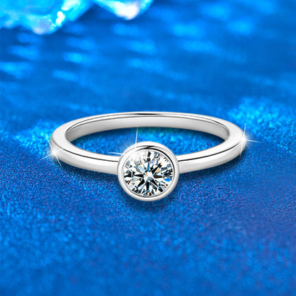 925 Silver Bubble Geometric Ring with 0.3ct Moissanite Minimalist Women's Jewelry Size 5-8