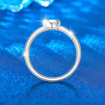 925 Silver Bubble Geometric Ring with 0.3ct Moissanite Minimalist Women's Jewelry Size 5-8