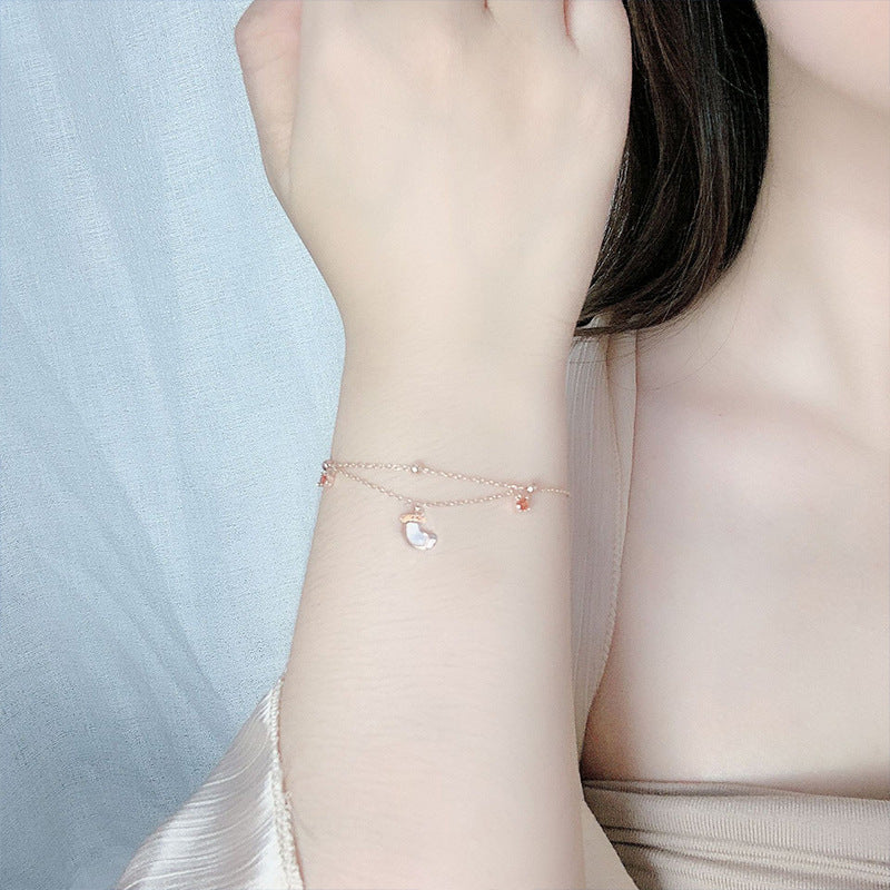 925 Silver Christmas Stocking Bracelet with Rose Gold Plating Forest Style Travel Jewelry Rhodium Plated