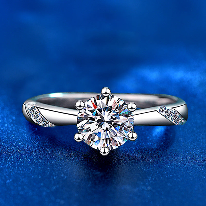 925 Silver Crown Geometric Ring for Women with 1 Carat Moissanite Elegant Fashion OL Style Electroplated Stackable Band Size 5-9