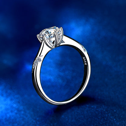 925 Silver Crown Geometric Ring for Women with 1 Carat Moissanite Elegant Fashion OL Style Electroplated Stackable Band Size 5-9