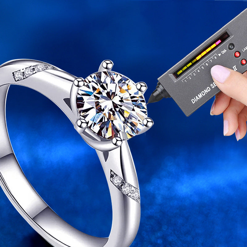 925 Silver Crown Geometric Ring for Women with 1 Carat Moissanite Elegant Fashion OL Style Electroplated Stackable Band Size 5-9