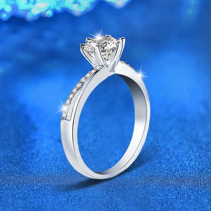 925 Silver Crown Geometric Ring with 1ct Moissanite Rhodium Plated Women's Luxury Jewelry Size 5-10