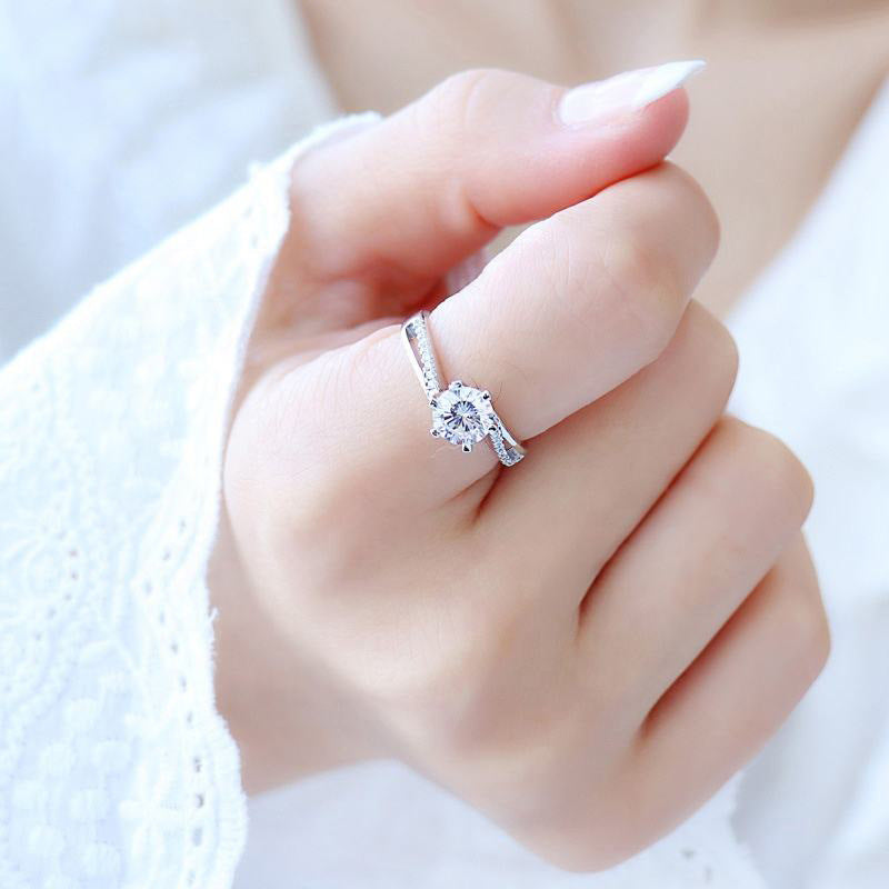 925 Silver Crown Geometric Ring with 1ct Moissanite Rhodium Plated Women's Luxury Jewelry Size 5-10